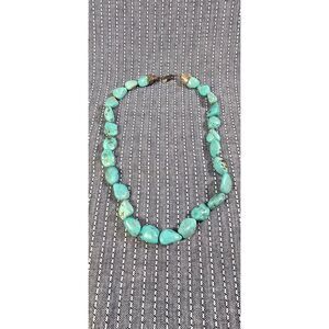 Large natural turquoise nugget necklace with Sterling Silver Clasp